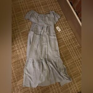 Elegant Light Blue Off-Shoulder Dress